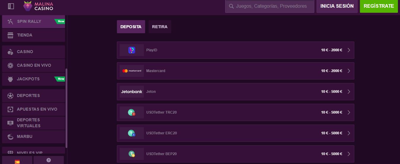 Realiza depósitos rápidos con criptomonedas y tarjetas bancarias
